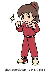 Illustration of a motivated young woman posing