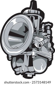 illustration of a motorbike carburetor in gray