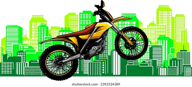 illustration of Motorbike in city landscape background