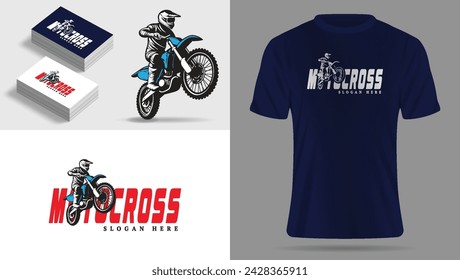 Illustration of a motorbike logo with writing behind it