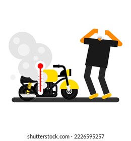 Illustration of a Motorcycle Engine Overheating.