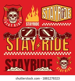 ilustración de conjunto gráfico de motocicletas
