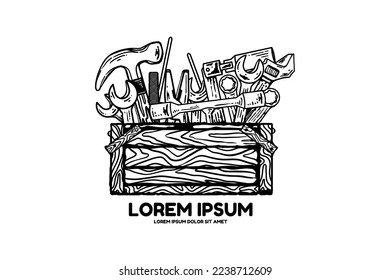 Illustration of motorcycle repair tools. suitable for logos, branding, stickers, screen printing etc