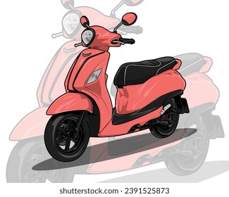 Illustration Motorcycle Scooter Drawing vector 3d