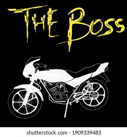 Illustration for motorcycle shop poster vector black and white backgroud.