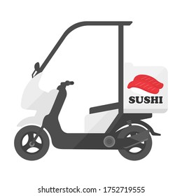 Illustration of a motorcycle for sushi delivery service.
