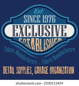 Illustration motorcycle text Genuine Parts authentic garage, Fashion style spring summer art vector.