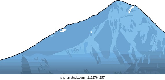 illustration of mount with snow-covered peak.hiking and travel time