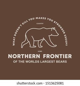 illustration of mountain and bear fashion slogan for different apparel and T-shirt. - Vector
