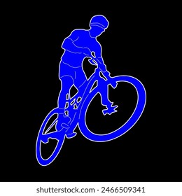 An illustration of a mountain bike racer in action, suitable for all mountain bike sports fans and for all business needs.