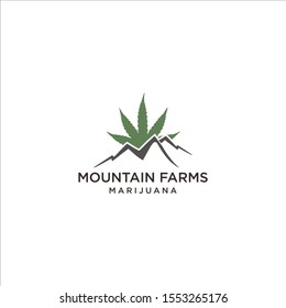 illustration Mountain cbd logos marijuana leaf hill green farm hemp smoke landscape food restaurant plant agriculture medical cannabis nature vector design icon label vintage peak graphic sun symbol