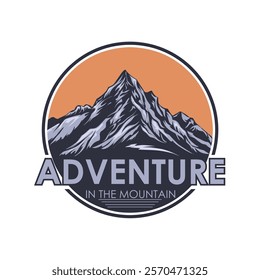 illustration of a mountain in a circle, good for use for climber logos etc.