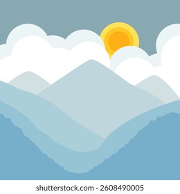 illustration of mountain in the daylight, in the blue 