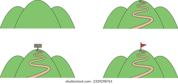 Illustration of a Mountain with a Destination and Route of Vector