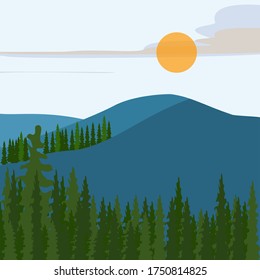 
illustration of a mountain in a flat style. mountain design with flat style