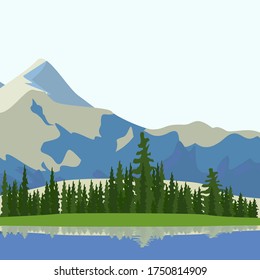 
illustration of a mountain in a flat style. mountain design with flat style