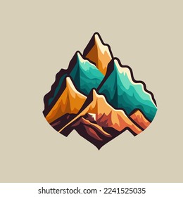 illustration of Mountain hill logo design vector, nature landscape adventure vector, vintage logo design template