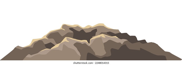 Illustration of mountain or hill. Rocky soil slope.
