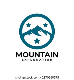 ilustración de una montaña dentro de un círculo. bueno para cualquier negocio relacionado con la expedición de montaña.
