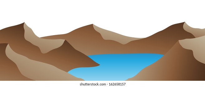 Illustration of Mountain Lake Cartoon isolated on a white background