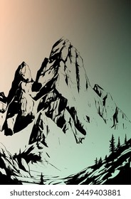 an illustration of a mountain landscape