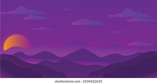 ILLUSTRATION OF MOUNTAIN LANDSCAPE WALLPAPER VECTOR