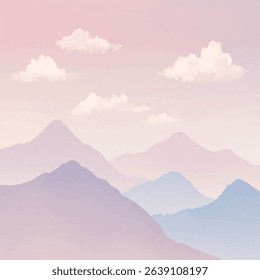 Illustration of a mountain landscape with watercolor texture.