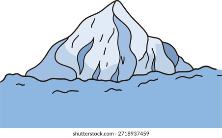 an illustration of a mountain with a large ice cap