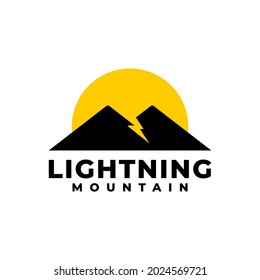 illustration of a mountain with a lightning shape, good for any business related to nature, adventure, electrical.