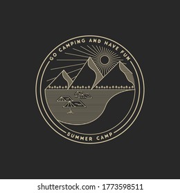 illustration mountain logo with a black background color