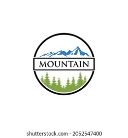 illustration mountain logo design vector graphic pine tree evergreen forest hill nature concept plant leaf