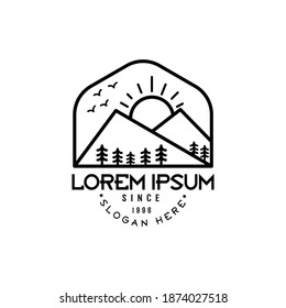 illustration mountain logo style of line outline modern adventure outdoor icon peak