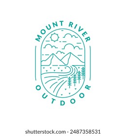 Illustration of mountain monoline or line art style