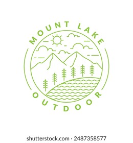 Illustration of mountain monoline or line art style
