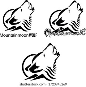 
illustration of the mountain moon wolf logo