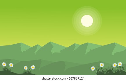 Illustration of mountain on green backgrounds collection stock
