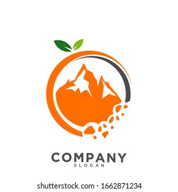 illustration of mountain and orange logos such as bite marks, Vector logo design