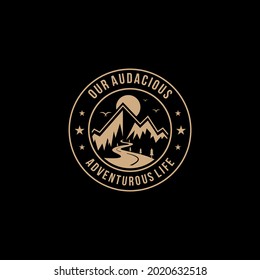 Illustration of mountain, outdoor adventure. Vector vintage designs for t-shirt prints, posters and other uses.