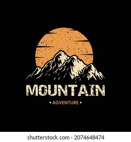 Illustration of mountain, outdoor adventure. Vector graphics for t shirts and other uses.