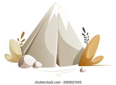 Illustration of mountain peak with a snowy peak.