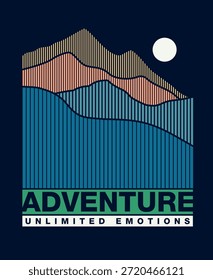 Illustration of a mountain range in a graphic style.