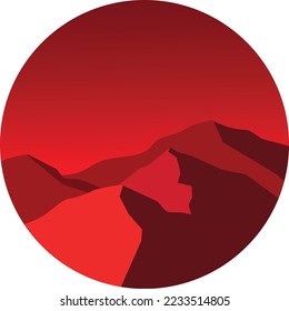 illustration of a mountain with a red silhouette