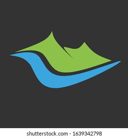 illustration of mountain and river logo, vector