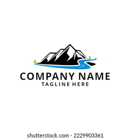 Illustration Mountain River Vector Logo
