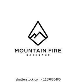 Illustration mountain sign with a diamond shaped abstract logo design