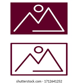 
Illustration von Berg und Sonne in einem flachen Stil. Bildsymbol.
