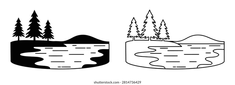 Illustration of mountain terrain crosssections showing soil layers and tree root systems vector illustration