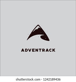Illustration mountain and track or adventure outdoor logo inspiration