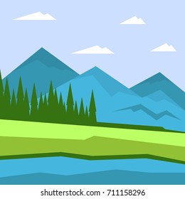 Illustration of Mountain Vector Art