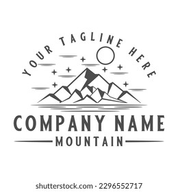 Illustration of Mountain Vector Graphic Art. hand drawn concept of mountains 